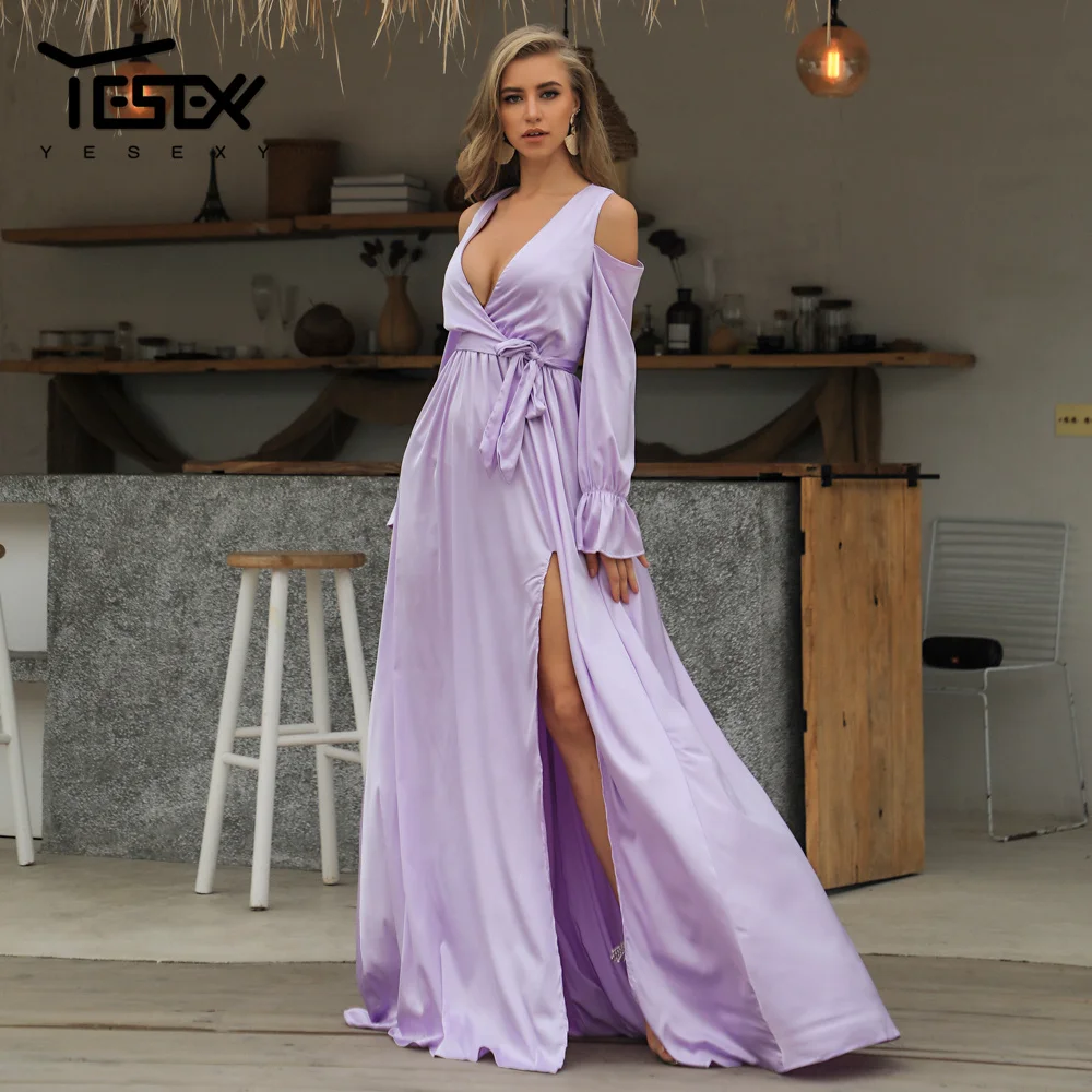 Женское платье с глубоким вырезом Yesexy длинное Повседневное без рукавов