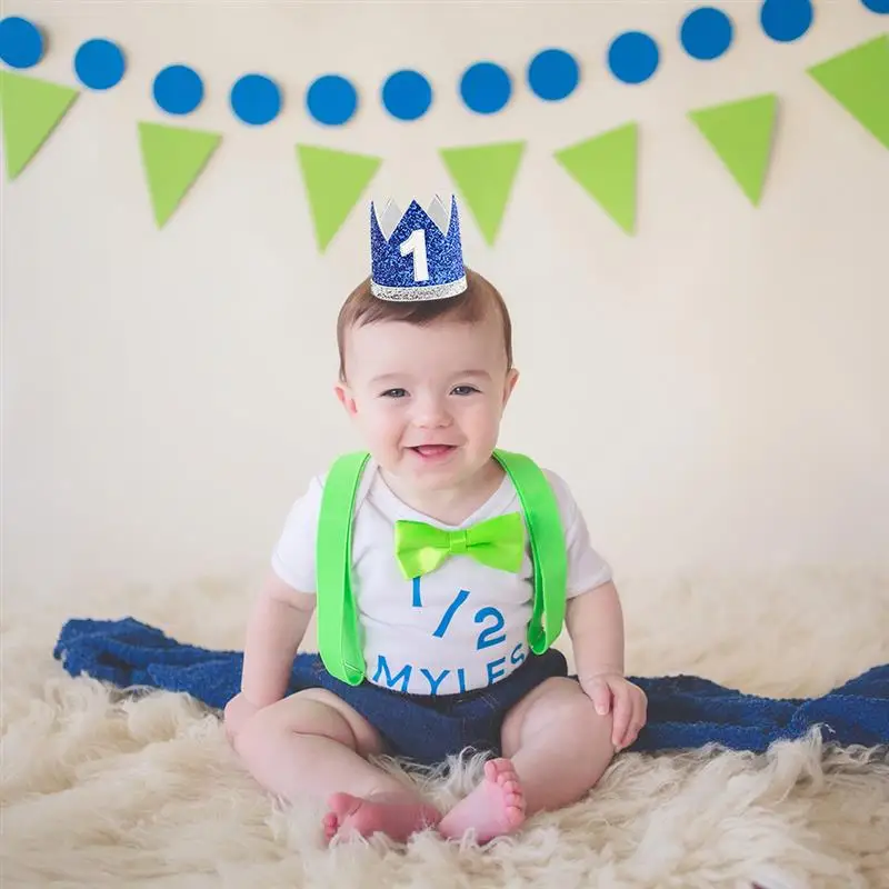 1 шт. синие серебристые шляпы с короной на день рождения для мальчиков детей один