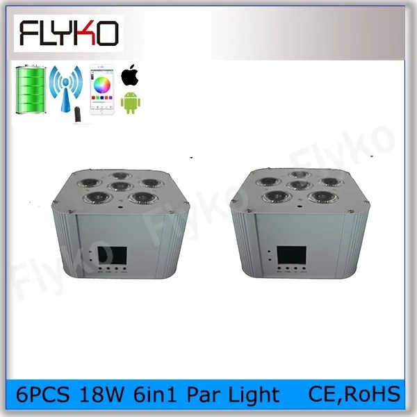 10 огни+ зарядки кейс 6X18 Вт RGBWA+ УФ 6in1 WiFi Smart par Батарея питание DMX Беспроводной LED снизу вверх