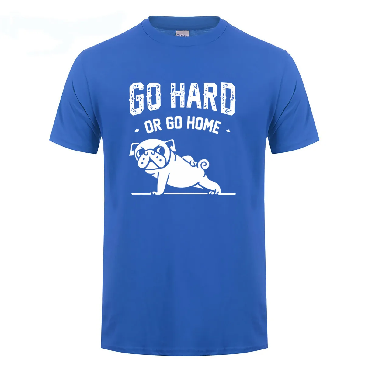Самые Модные Повседневные 100% хлопок домой или go hard Мопс печатные crewneck футболка с короткими рукавами Мужская