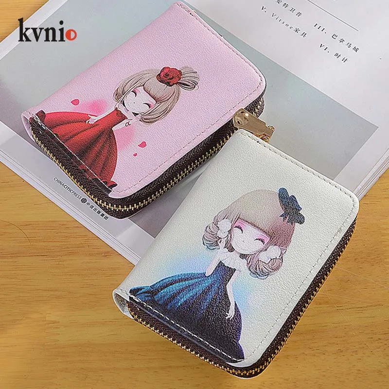 KVNIO Мини милый мультфильм печатных мульти-карты женский бумажник практическая Карточка Чехол для женщин 9 Слот 2 портмоне