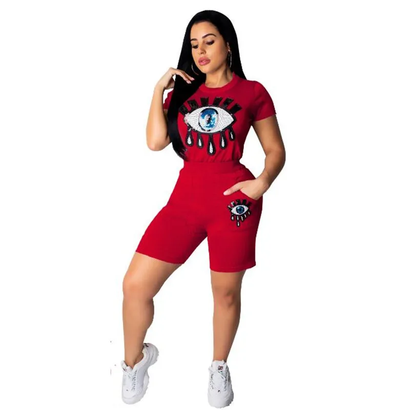 Женская модная одежда с блестками и большими глазами футболка короткими