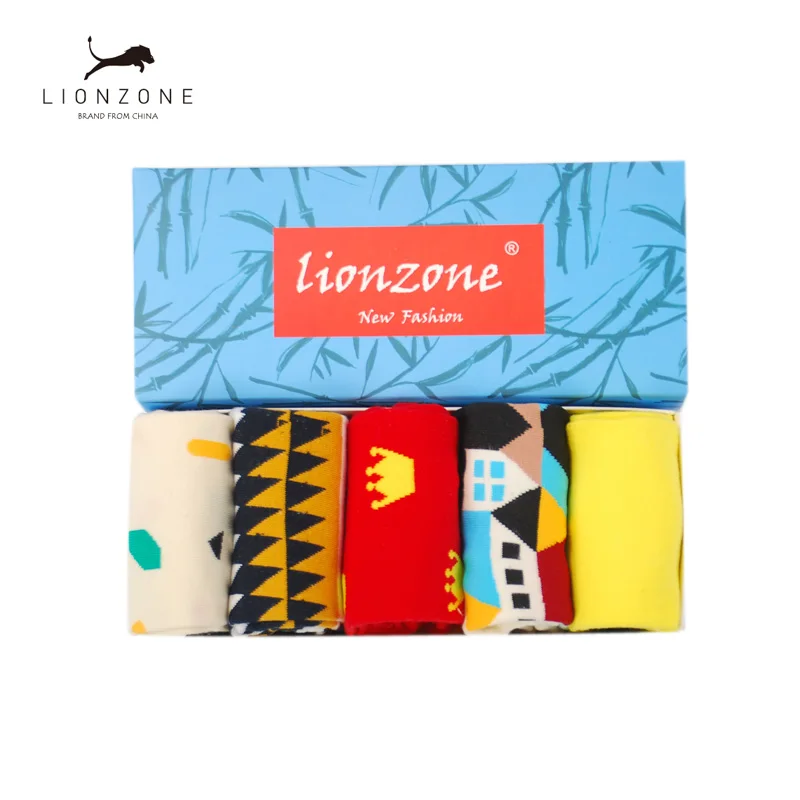 Мужские хлопковые счастливые носки подарок на Рождество Crew Lustige Socken LIONZONE