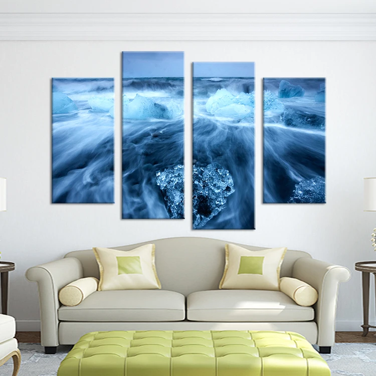 Hot Sells 4 Panels photograph of ice Print on Canvas Wall Art Picture Home Decoration for Living Room modern painting | Дом и сад