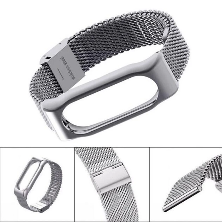 Ремешок из нержавеющей стали для Xiaomi Mi Band 2 металлический браслет смарт часов