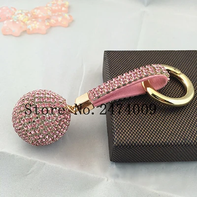 pink1 Милый ручной работы, со стразами мяч Микки брелок-голова Стразы разных цветов Llavero помпон брелок талисман сумка автомобильный кулон - Цвет: pink1