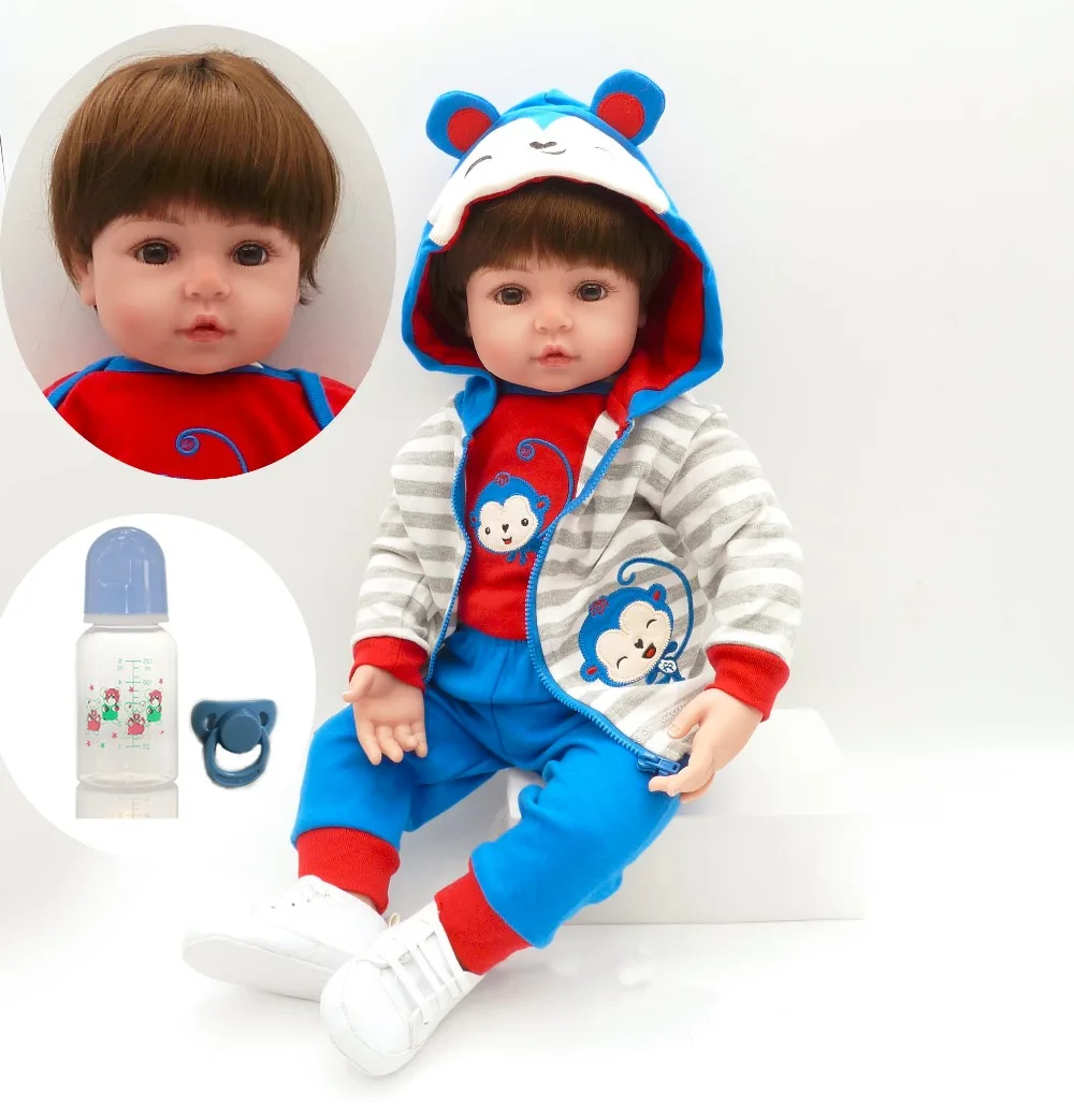 

Силиконовая виниловая кукла-Новорожденный, 61 см, большой размер, 2018 г., с голубыми полосками, куклы Adora реалистичные