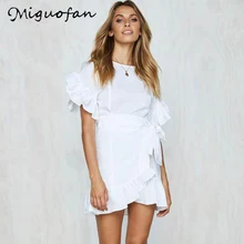 Miguofan платье для женщин повседневное короткое однотонное мини с