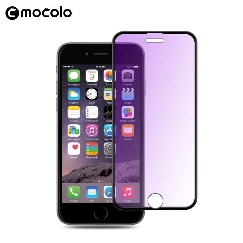 Mocolo 3 в 1, Защитное стекло для экрана iPhone 6, 7, 8, 3D, закругленные края, закаленное стекло, пленка, полное покрытие, анти-синий светильник