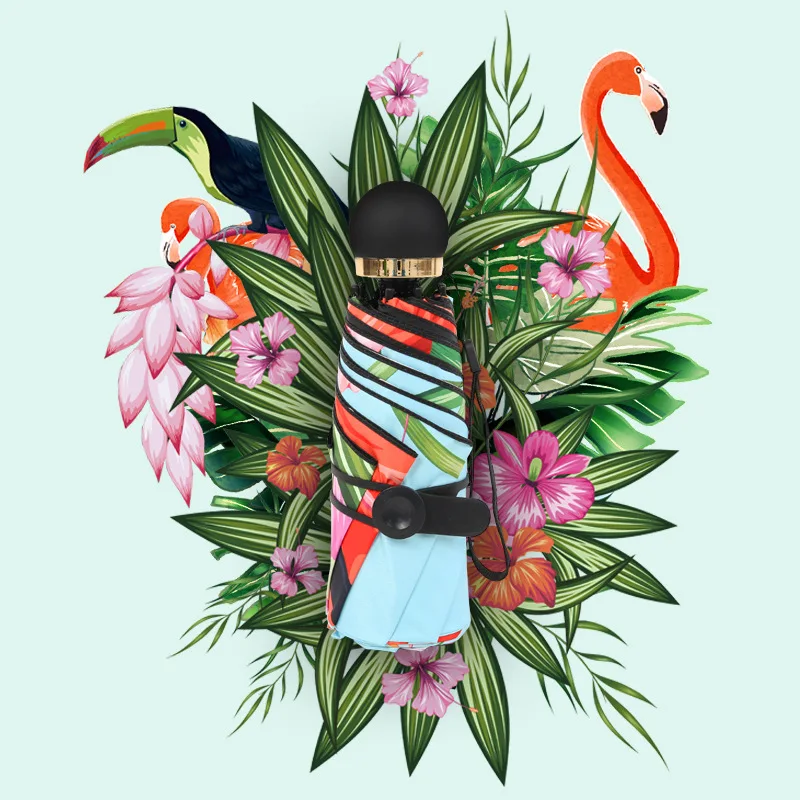 Новый модный портативный мужской зонтик Фламинго Мини карманный УФ Защита от