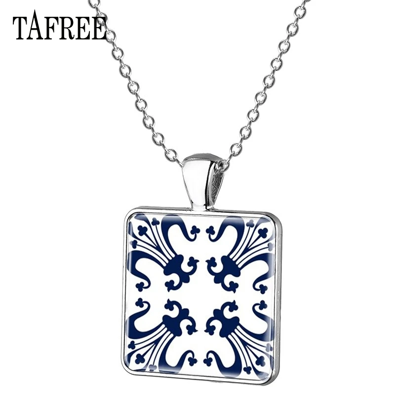 TAFREE Azulejo португальский небольшой кулон, ожерелье, элегантные квадратные подвески для женщин, ожерелье s, классические ювелирные изделия из Португалии AP29 - Окраска металла: AP44
