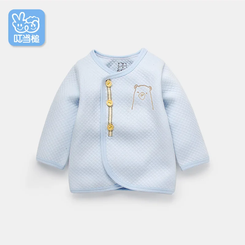Baby Blue Dinstry новорожденных мальчиков и девочек пальто весна и осень одежда Детский костюм w/медведь вышивка - Цвет: Baby Blue