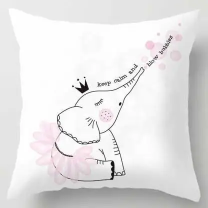 Дома Nordic стиль дети украшения розовый подушки детские Kawaii мультфильм с животными Медведь Кролик простой иллюстрации Единорог детские - Цвет: A4
