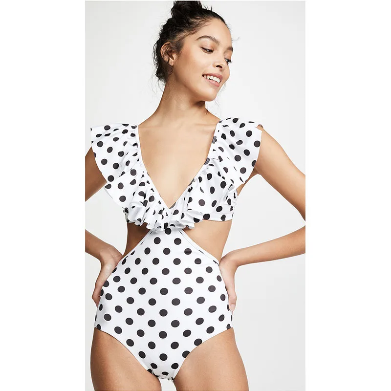 Цельный купальник сексуальный с открытыми плечами 2019 женский Высокая талия
