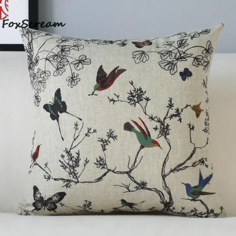 B 45x45cm Китайский стиль наволочка для подушки домашний декор синие декоративные подушки Чехол геометрический наволочка для подушки льняная наволочка для дивана - Цвет: B 45x45cm