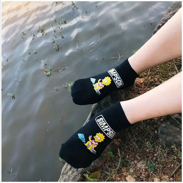 Носки женские летние с мультяшным принтом 5 пар/лот | Женская одежда