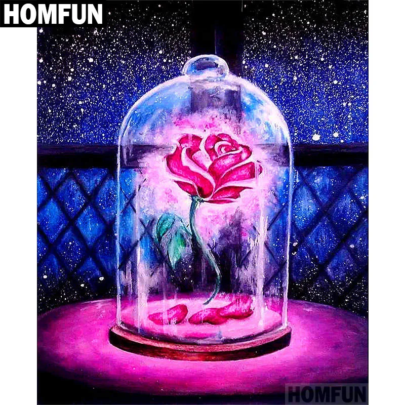 HOMFUN Full Square/Round Drill 5D DIY Diamond Painting "Red Rose Flower" 3D Embroidery Cross Stitch 5D Home Decor A00705