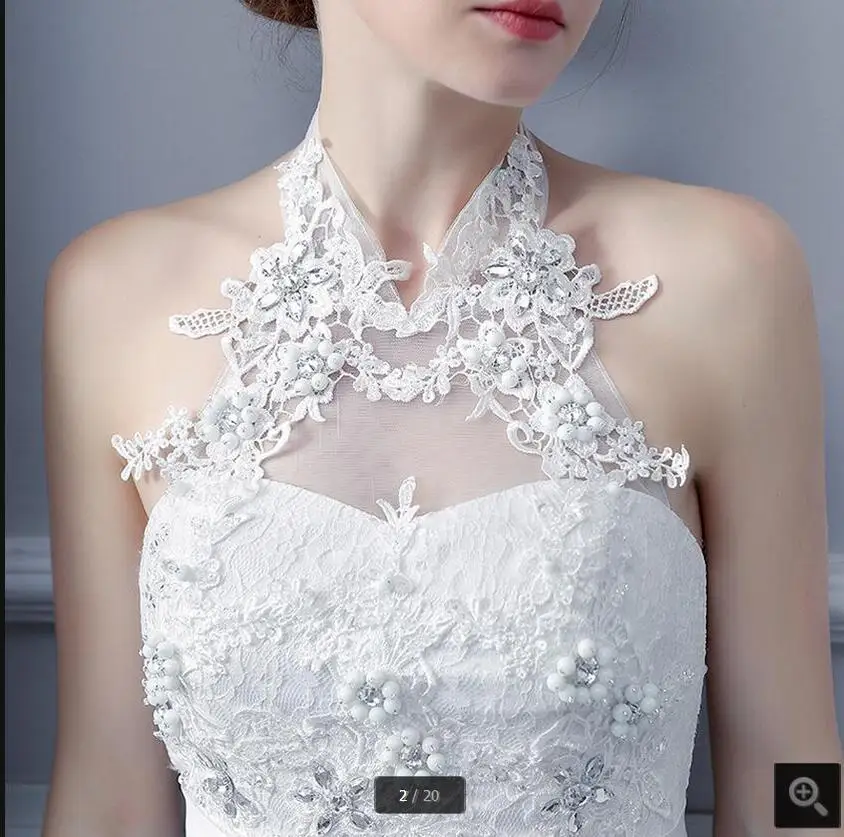 2017 стильное белое кружевное свадебное платье с лямкой на шее Русалка Кружева