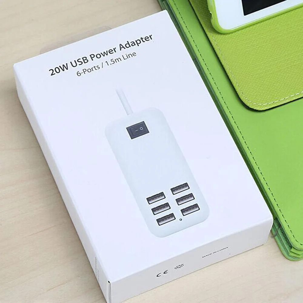6-Порты USB Зарядное устройство Настольный смарт-адаптер с светодиодный светильник 5 V/3A Быстрая зарядка для iPhone X 8 iPad samsung для зарядки мобильного телефона