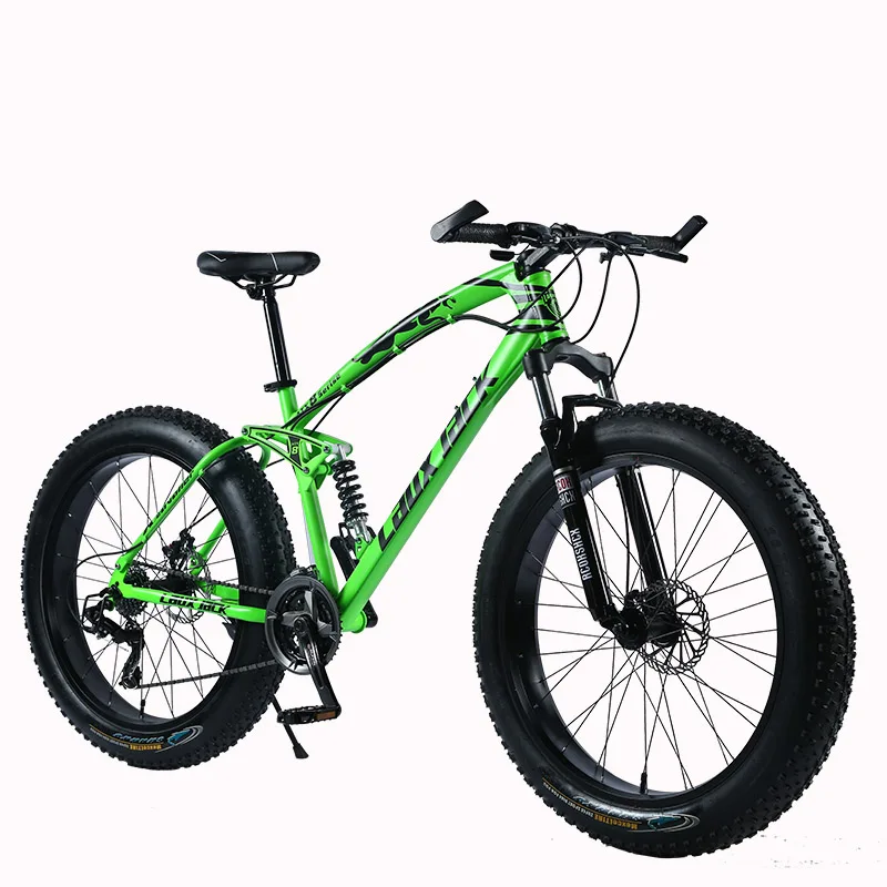 LAUXJACK Горный велосипед Фэтбайк 26&quot х 4.0 колеса SHIMANO 24 скорости двухподвесная