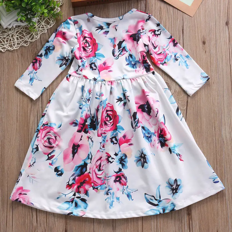 Toddler Kids Baby Girls Boho Long Foral Princess Party Dress Prom Beach Maxi Sundress Print Lovely Casual Sleeve Dresses | Детская
