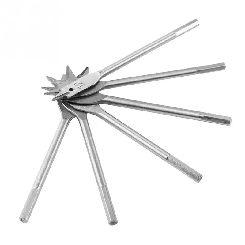 

12/16/18/20/25/35mm Carbon Steel Pointy Flat Hole Saw Drill Bits Set Woodworking DIY Tool 6Pcs