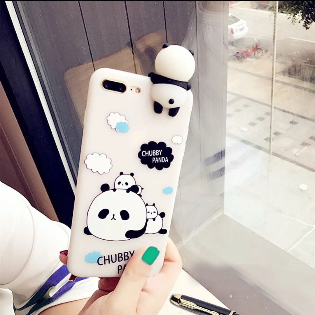 For iPhone 6 6S 7 8 plus Kawaii 3D Cartoon Panda tranparent soft tpu phone Case new hot Rubber case |