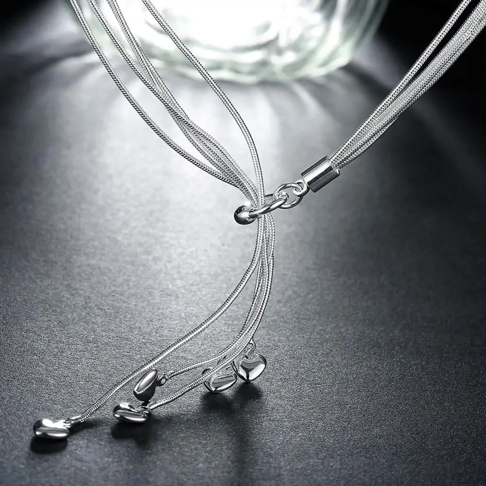 925 Silver Necklace Fashion Simple Small Heart Chains For Women Female Jewelry Wholesale | Украшения и аксессуары