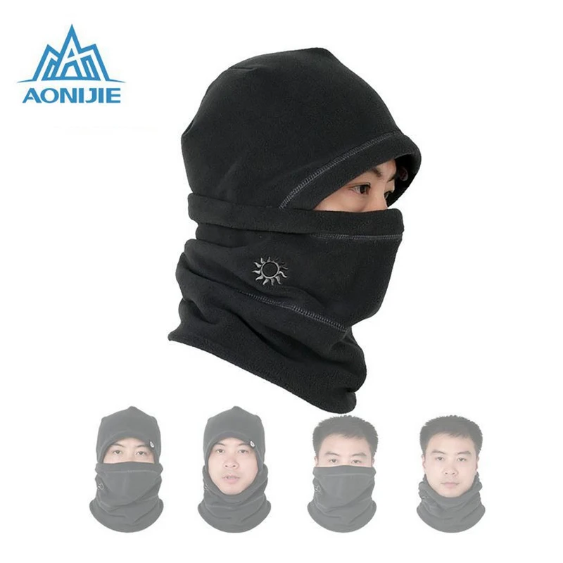 Двухслойная Зимняя Теплая Флисовая Балаклава AONIJIE M22 для мужчин и женщин лыжная
