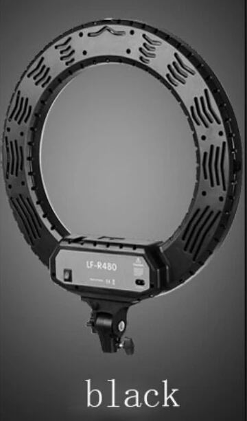 Черный Fosoto фотографический светильник ing 3200-5800K 100W Светодиодный кольцевой светильник двухцветный кольцевой светильник штатив Стенд Зеркало для телефона камеры Фото Видео - Цвет: Черный