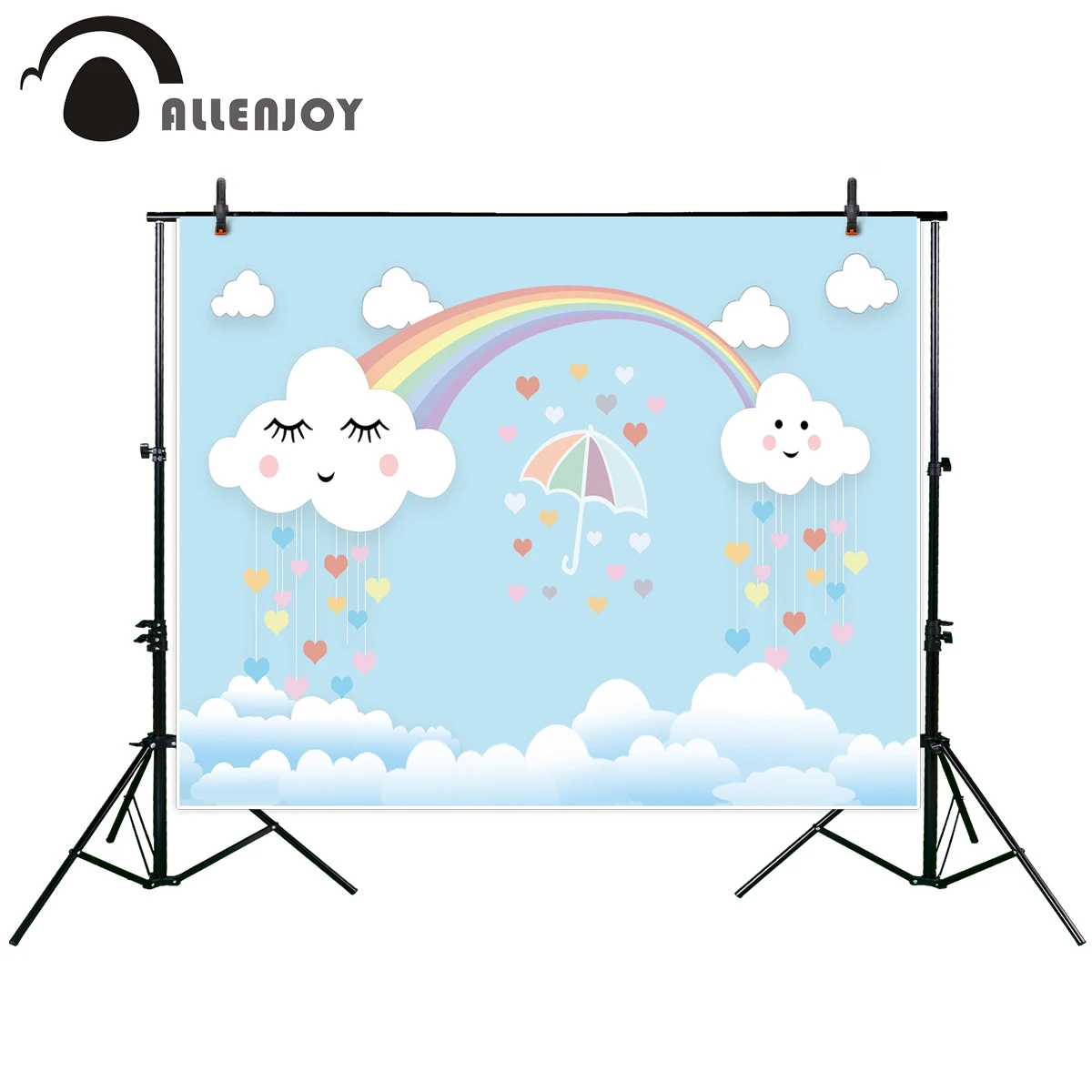 Allenjoy фон для фотосъемки с голубым рисунком радуги и милым облаком дня рождения