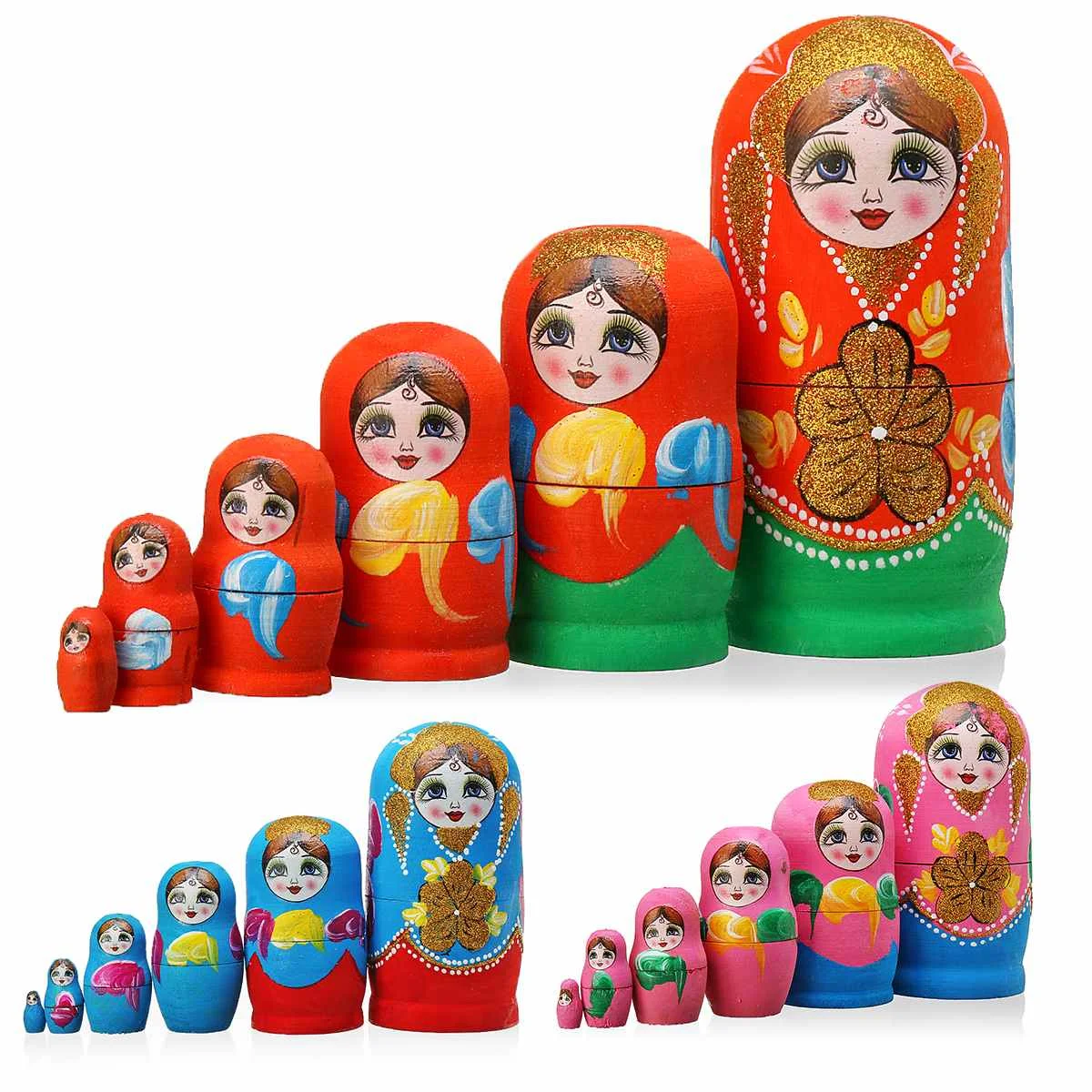 6 шт., новинка, Русская Матрешка, деревянная матрешка, набор, ручная роспись, Декор, русские Матрешки, куклы, детские игрушки, кукла для девочек