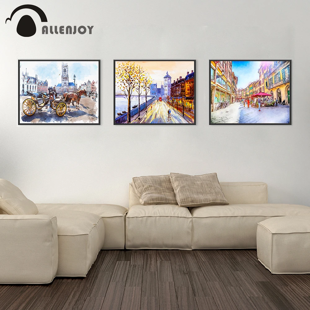 Allenjoy абстрактные масляные краски карета Старый город Watecolor картинки постеры