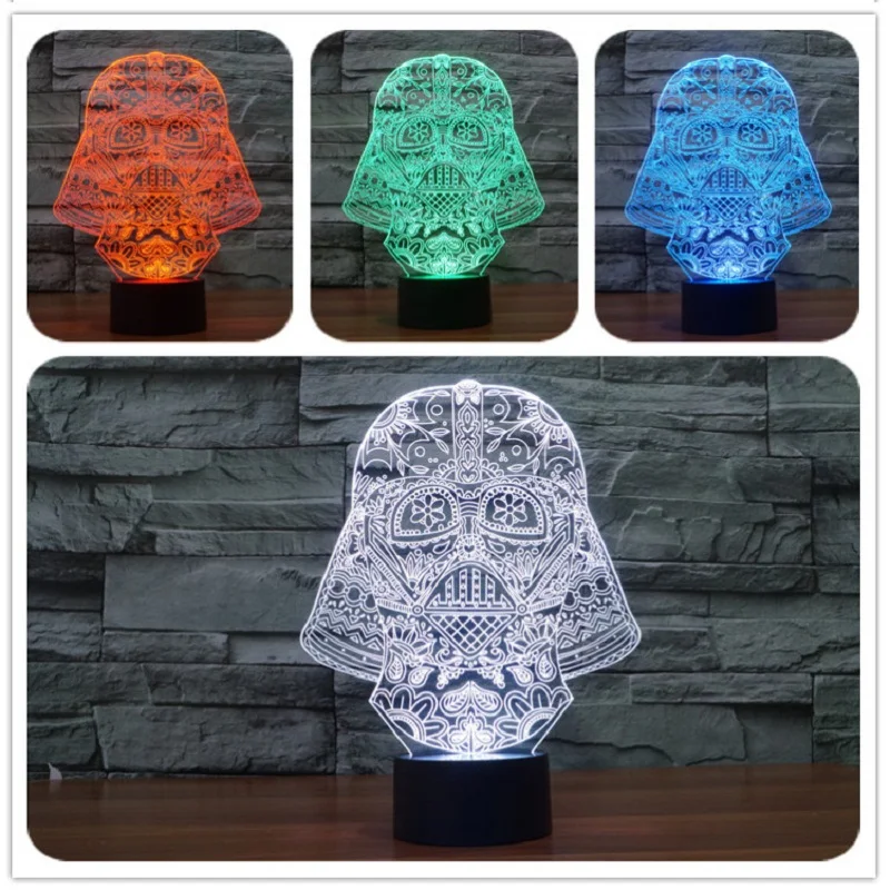 7 цветов светодиодный ночник лампада Дарт Вейдер Star Wars 3D Tocco di Luce usb света да tavolo
