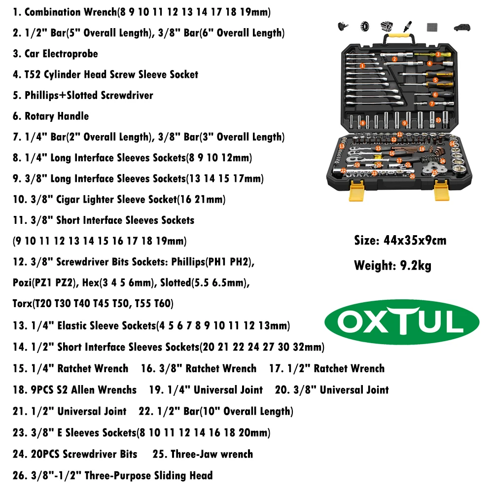 Набор инструментов для ремонта автомобилей OXTUL профессиональный механический