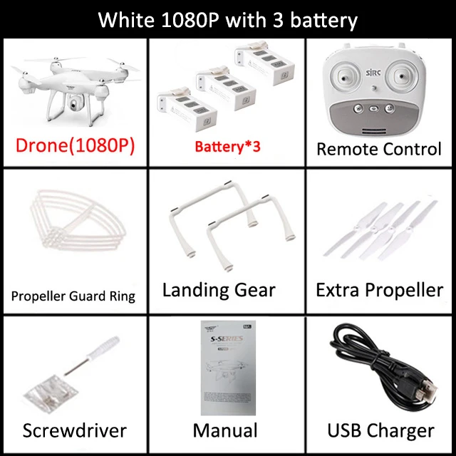 white 1080P3battery S70W gps FPV Дрон с 1080 P HD FPV широкоугольная камера Wi-Fi живое видео слежение за мной gps возврат дома RC Квадрокоптер гоночный Дрон - Цвет: white 1080P3battery