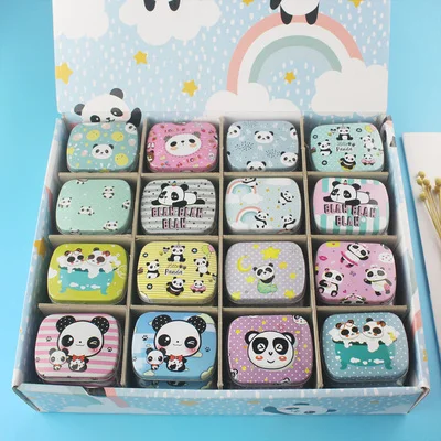 panda 1 шт. 5,5 см портативный квадратный Мини железный ящик xyliol коробка для хранения Свадебная печать ювелирные изделия коробочки для таблеток Оловянная коробка Органайзер контейнер R1210 - Цвет: panda