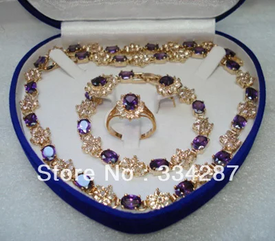 

red/blue/purple zircon earring bracelet ring/necklae