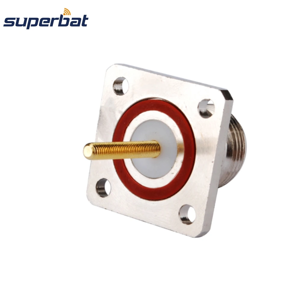 Superbat N 4 hole Panel Mount(25*25mm) with O-ring Female Bulkhead Straight RF Coaxial Connector for Fiber-glass Antenna