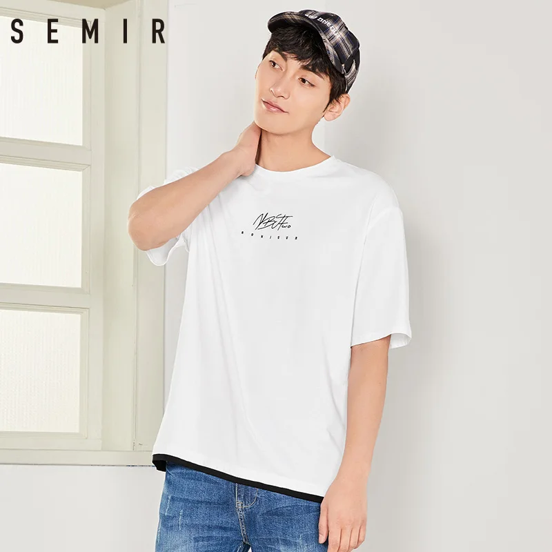 SEMIR Футболка мужская 2018 летняя свободная одежда с короткими рукавами и круглым