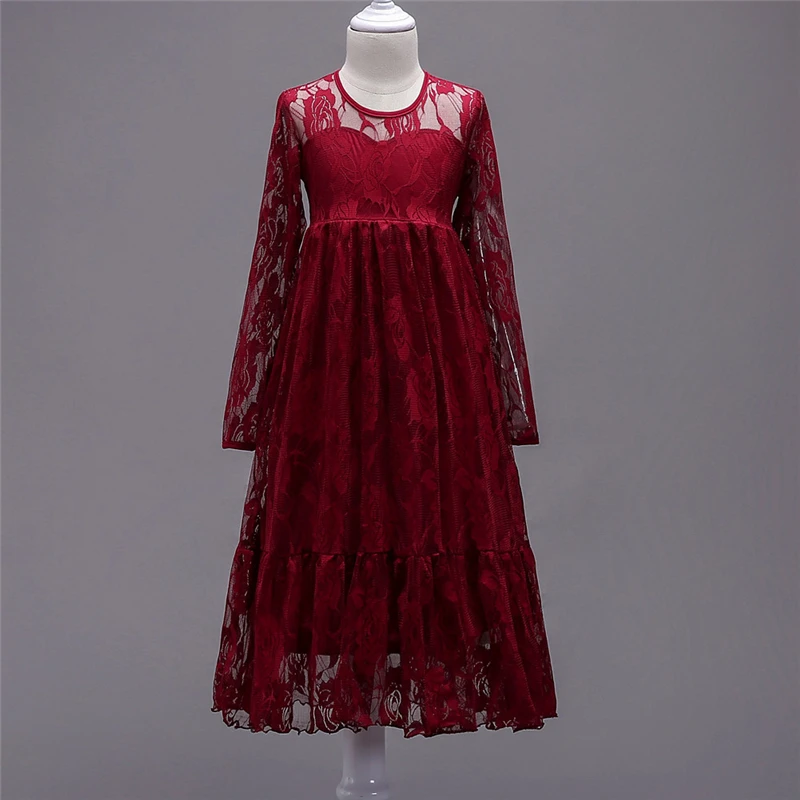 Teenage Girls Long Sleeve Lace Dress 2018 Kids Flowers Clothes Children Clothing Teenagers Young Dresses 4-16 Yrs | Детская одежда и