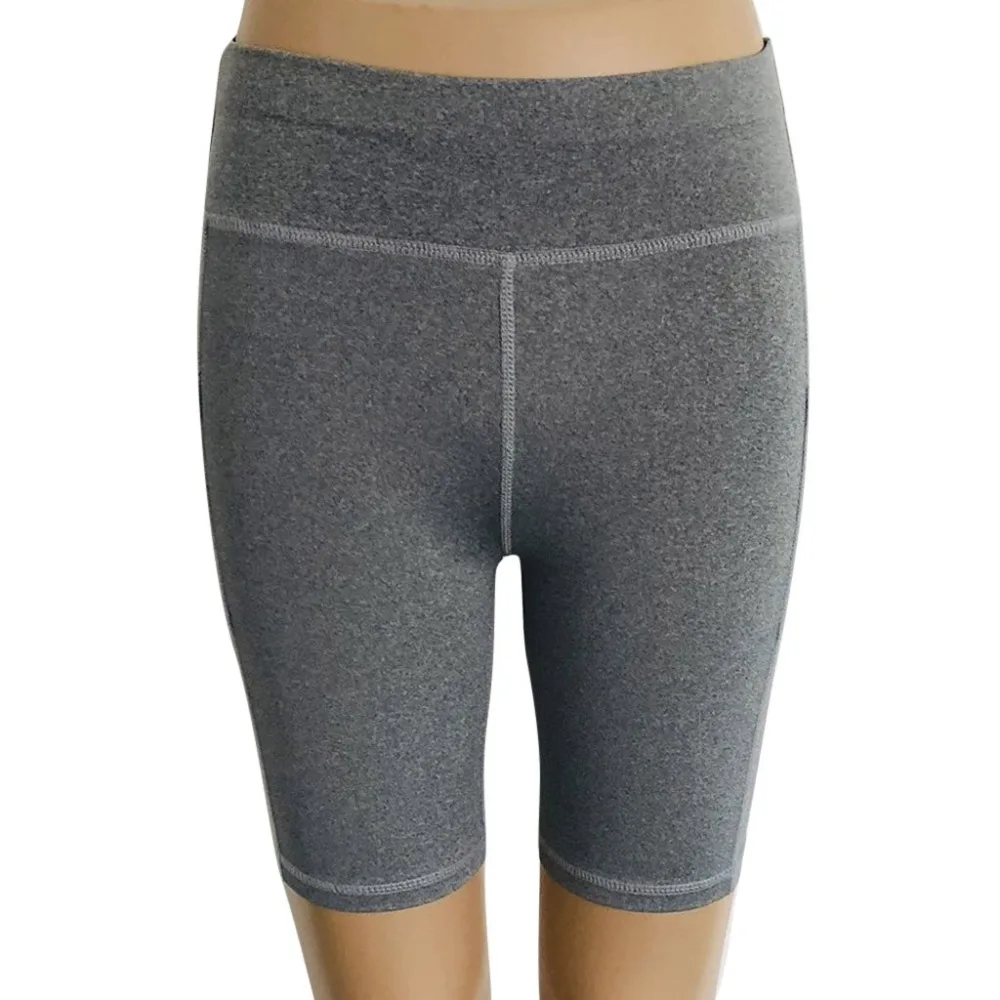 5 colors Women's fashion High Waist Pockets Tummy Workout fitness Running Sports trouser shorts feminino black white | Женская