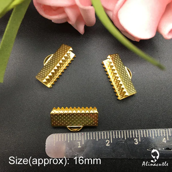 Gold Diameter 16mm Плоские верхние бусины с кисточками, крышка из сплава, кончик крышки, шнур, крышка с кисточками, Топпер для рукоделия, ручная работа, кисточки AlinaCraft - Цвет: Gold Diameter 16mm