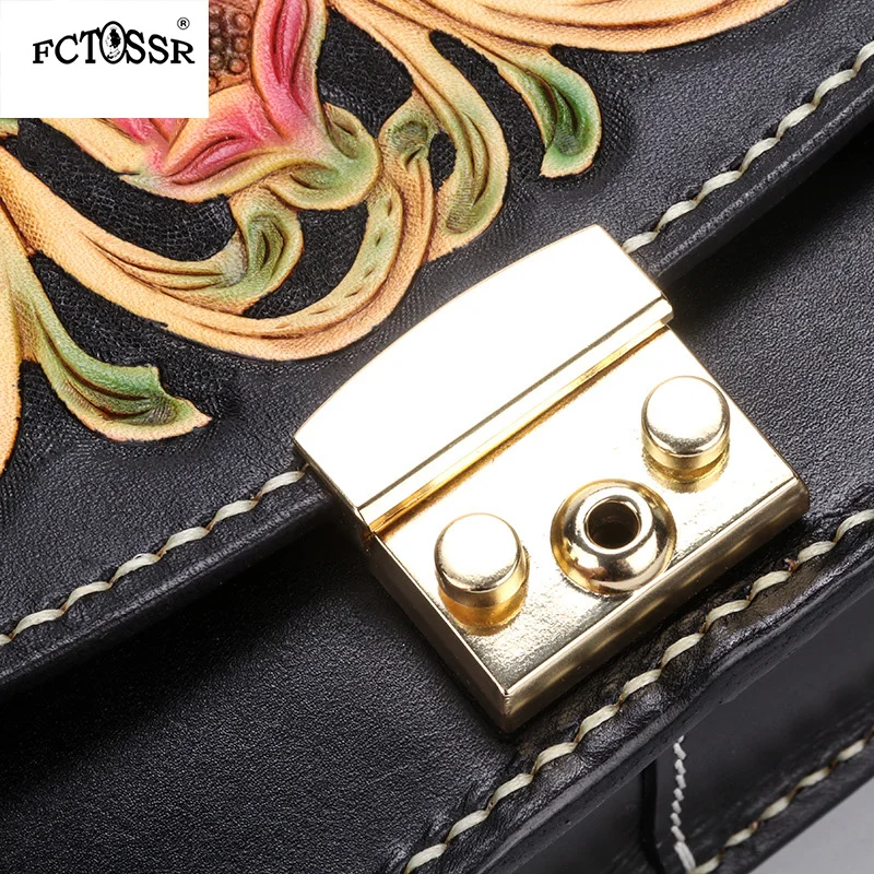 Женская кожаная сумка через плечо в китайском национальном стиле маленькая