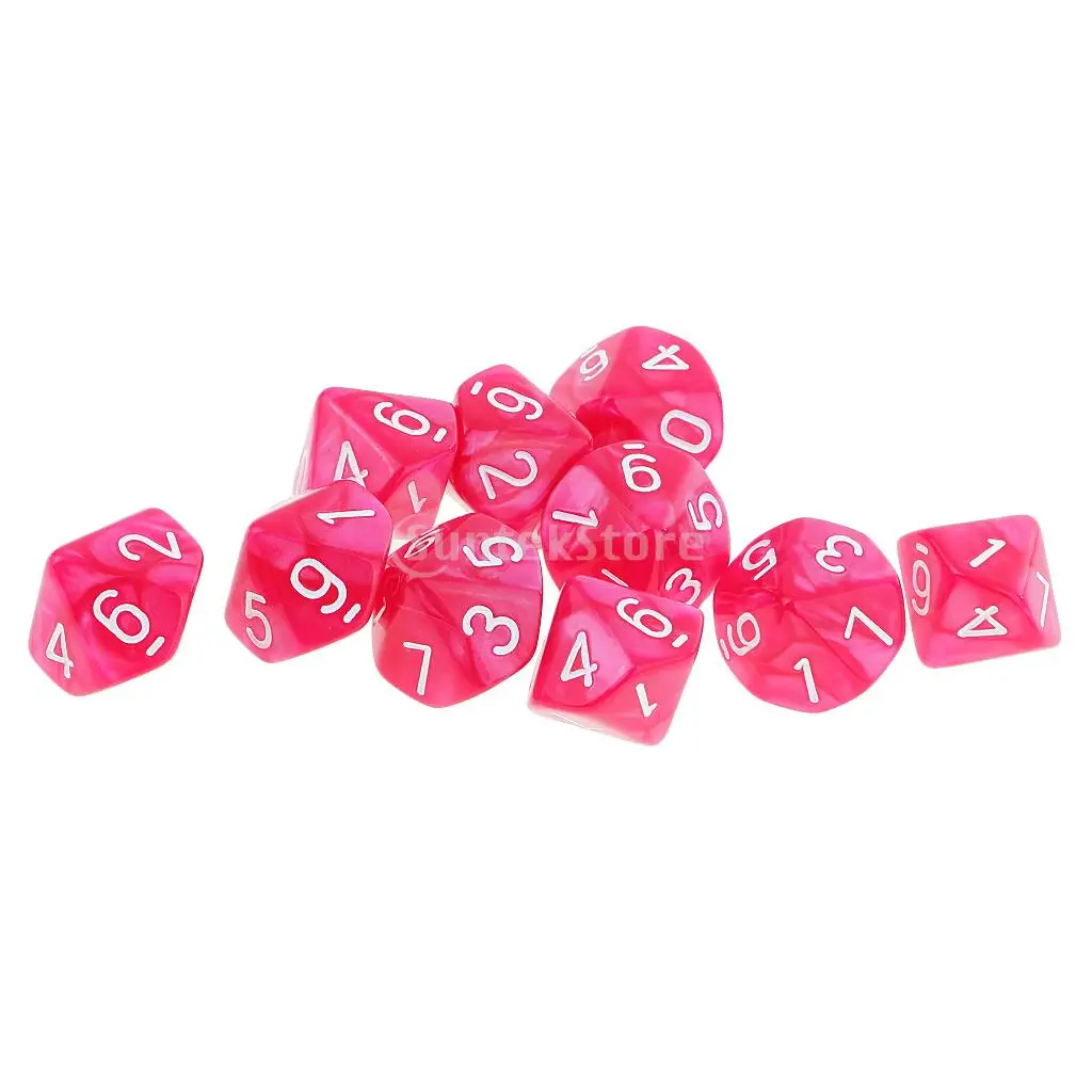 10 шт. сторонние кубики D10 многогранные для Dungeons и Dragons DND RPG MTG Rose|10 sided dice|polyhedral dicedice