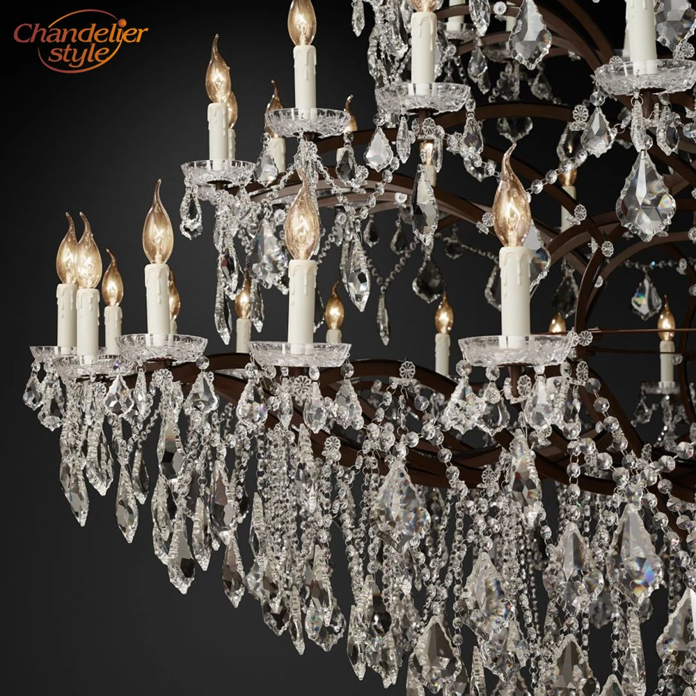 19th C. Железная и стандартная люстра Rococo большая Хрустальная 101 дюйма современные