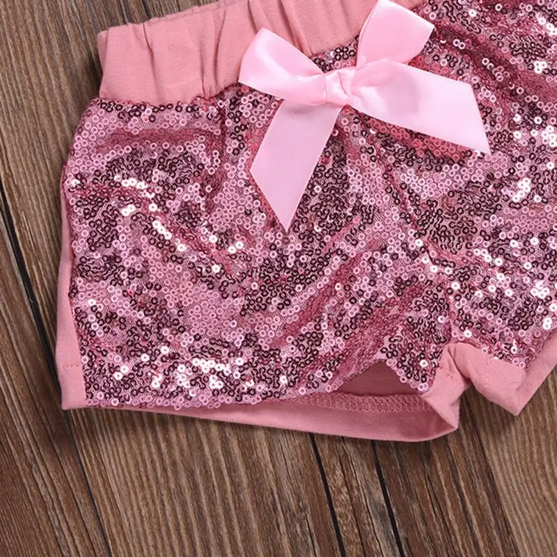 Детские шорты с блестками из 2 предметов Милые яркие блестящие хлопка для малышей