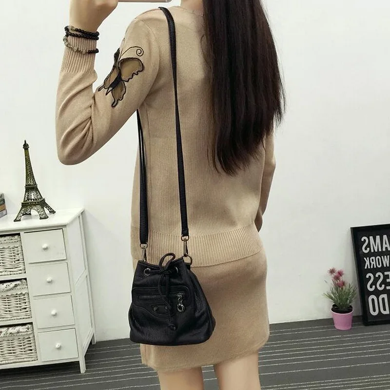 Женский вязаный костюм для женщин осень 2019 новинка с рисунком бабочки полный