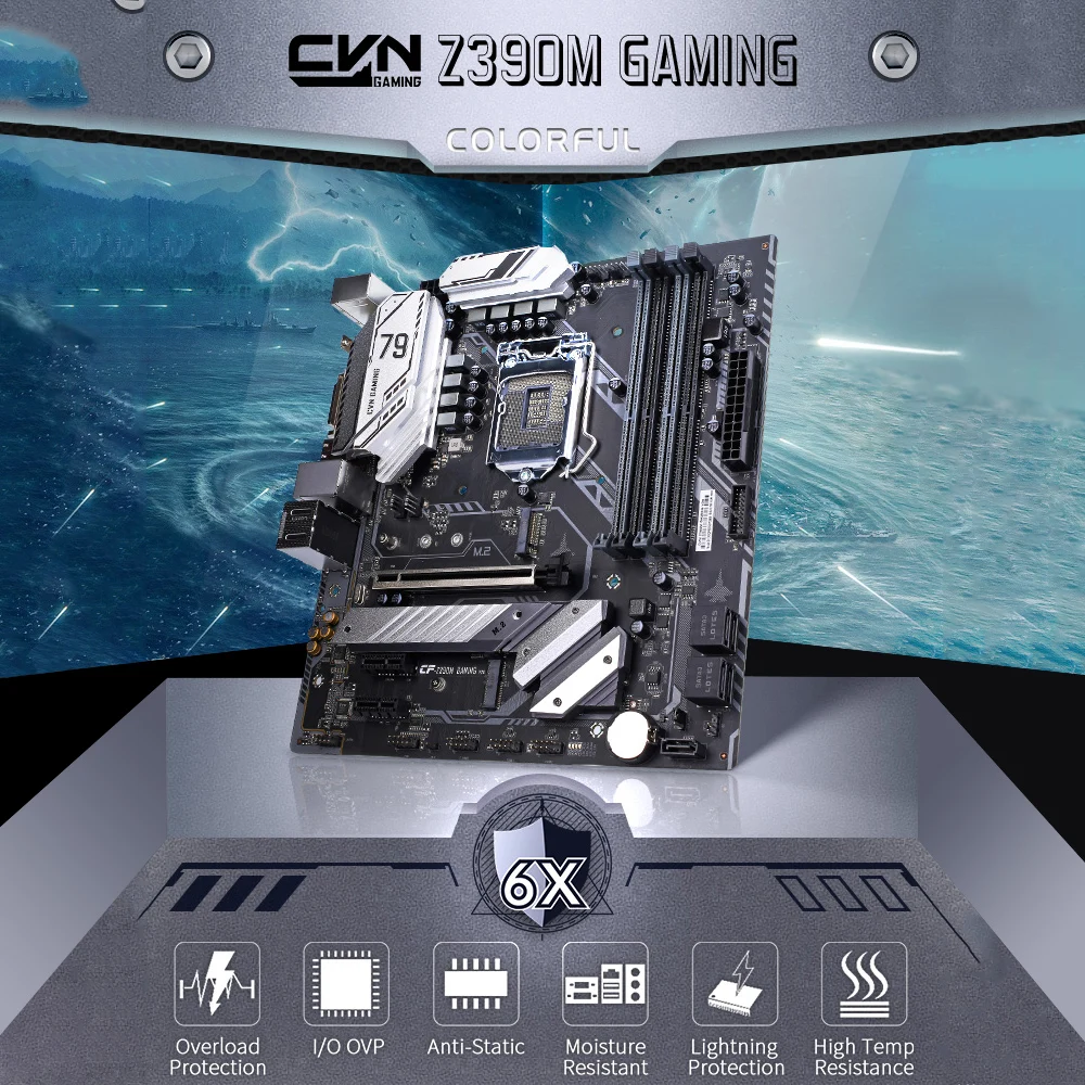 Цветная игровая материнская плата CVN Z390M V20 для игр процессор Intel LGA 1151 DDR4 DVI HDMI mATX материнская плата PCI-E 3,0 M.2 для ПК