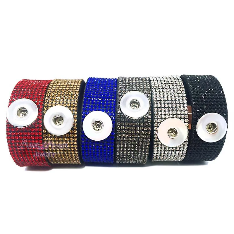 

Crystal Magnent 079 Rhinestones Korean velvet 18mm Snap Button Jewelry Charm Bracelet For Women Men Teenagers 20cm